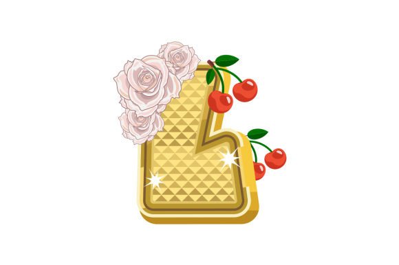 Golden Letter L - White Rose Orange Cherry